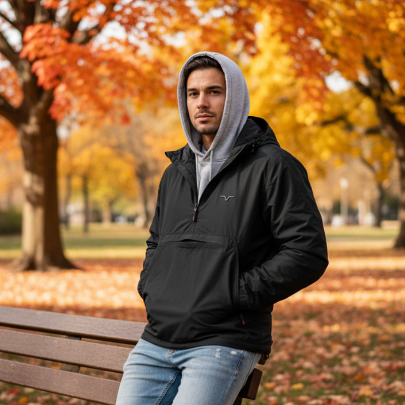 Antivento Nero con Tasca